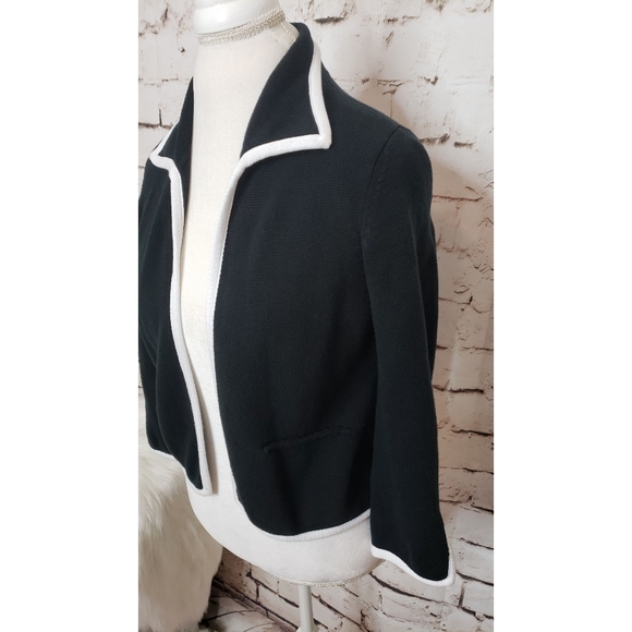 White + Warren Black Cardigan w/White Trim Sz Sm - Picture 2 of 6